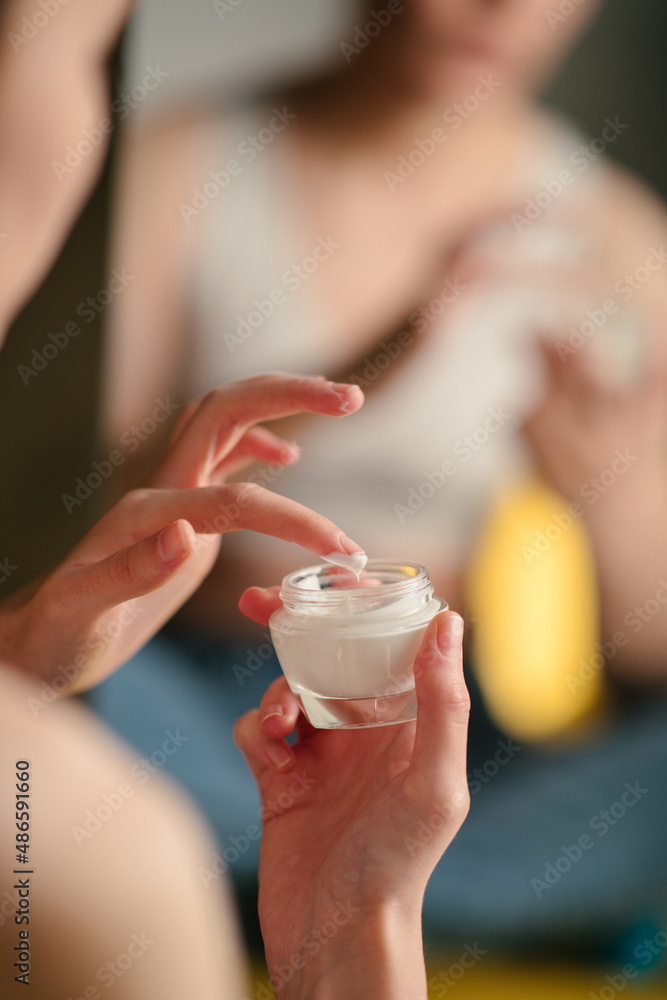 Girl Applying Face Cream Girl Applying Face Cream