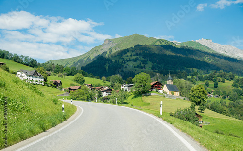 alpine village Luzein, canton grisons, switzerland