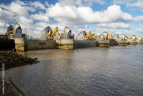 Thames tidal flood gates raised - climate resilience