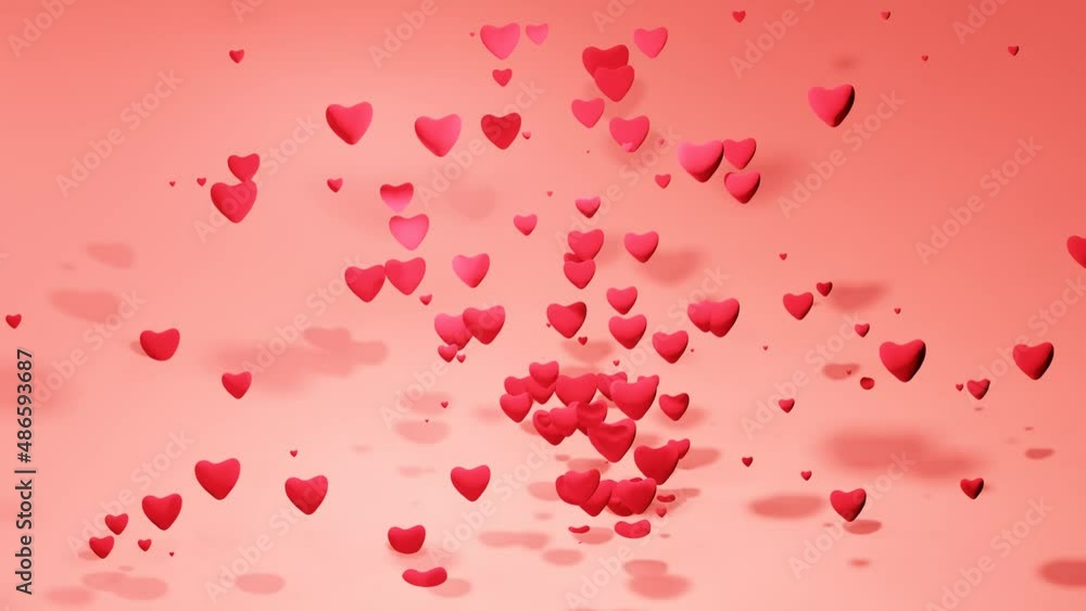Hearts background with flying particles on red. Concept: Valentine's Day, wedding, anniversary, Mother's Day, Women's Day. Hearts background with flying particles on red. Concept: Valentine's Day, wedding, anniversary, Mother's Day, Women's Day.