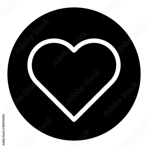 Heart In Circle Flat Icon Isolated On White Background