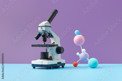 Scientific microscope and molecule photo
