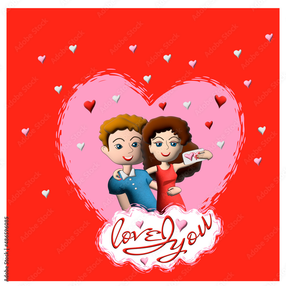 Valentine's Day on a red background Valentine's Day on a red background