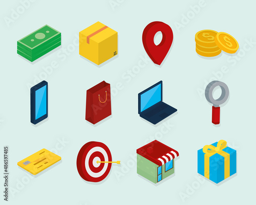 isometric ecommerce set