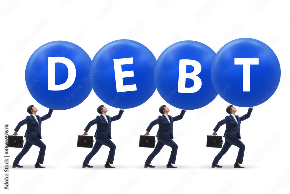 Businessmen in the load and debt concept Businessmen in the load and debt concept