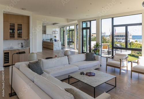 Ocean view from living room in Luxury Waterfront Home