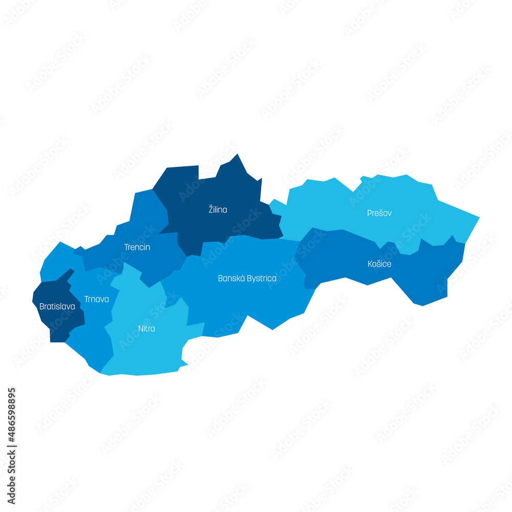 Slovakia - administrative map of regions Slovakia - administrative map of regions