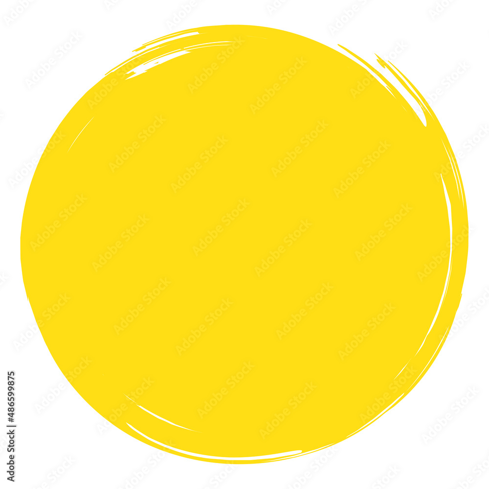 Circle brush stroke vector isolated on white background. Yellow enso zen circle brush stroke. For stamp, seal, ink and paintbrush design template. Grunge hand drawn circle shape, vector illustration