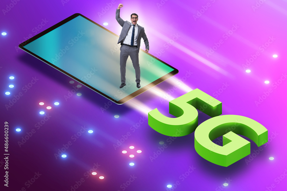 Fototapeta premium 5G technology telecommuications concept - isometric projection