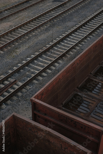 Part of a boxcar on a railroad