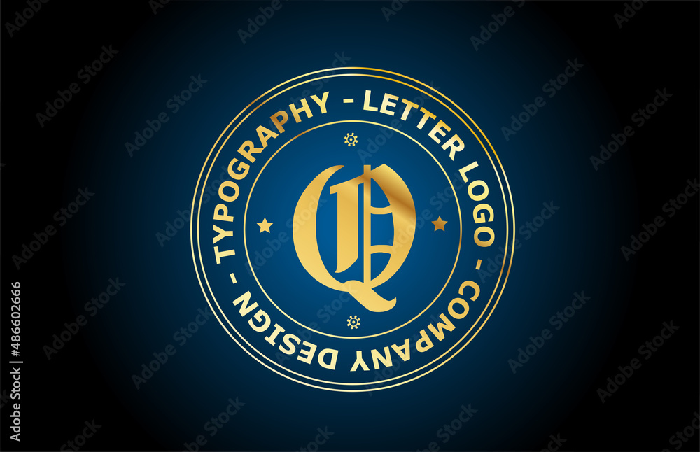 gold Q vintage alphabet letter logo icon design. Creative template for label and badge in golden style