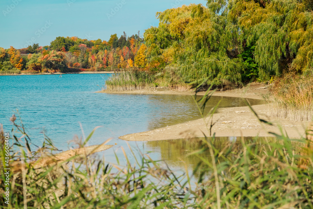 Milton, Ontario, Canada, magnificent view of the lake, Landscape, on sunny beautiful autumn day