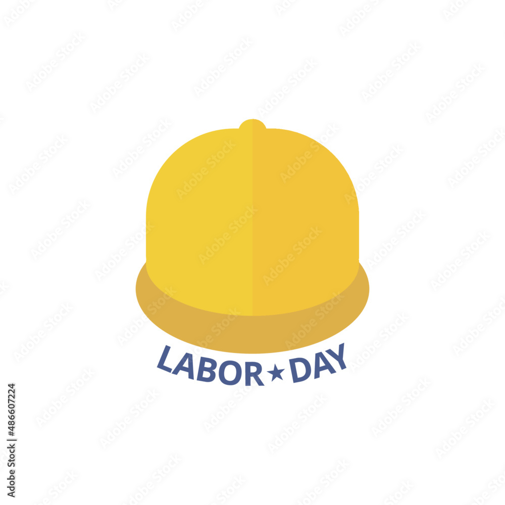 Labor Day Yellow Helmet Vector Flat Illustration for web design isolated on white background Labor Day Yellow Helmet Vector Flat Illustration for web design isolated on white background