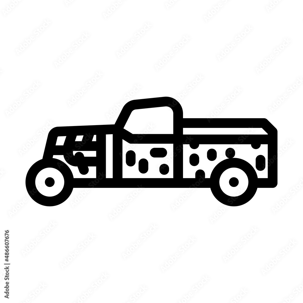 rat rod car line icon vector. rat rod car sign. isolated contour symbol black illustration rat rod car line icon vector. rat rod car sign. isolated contour symbol black illustration
