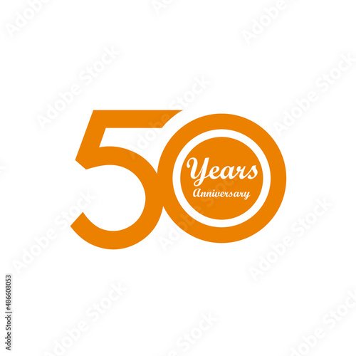 50 years anniversary logo vector. Fifty Year. illustration icon. 