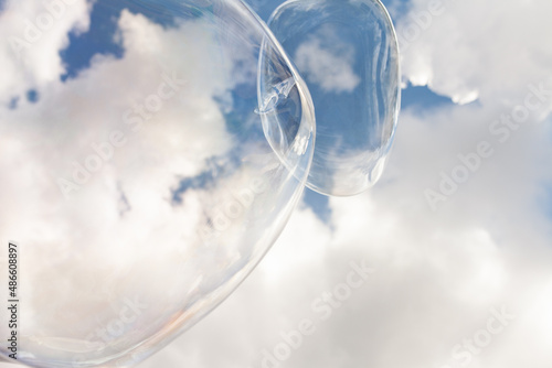Abstract of giant soap bubble on a summer day