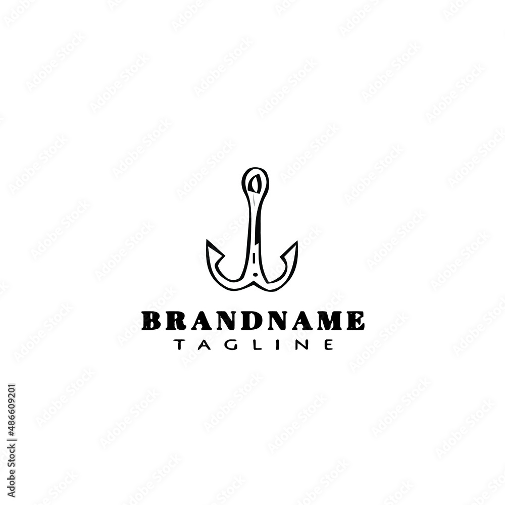 fishing hook logo cartoon design template icon black isolated vector illustration fishing hook logo cartoon design template icon black isolated vector illustration
