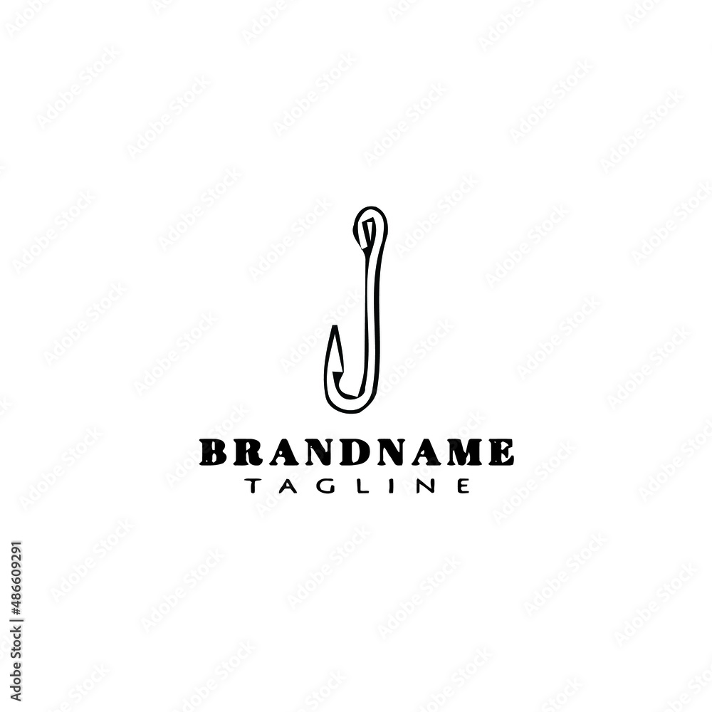fishing hook logo cartoon design template icon black isolated vector illustration fishing hook logo cartoon design template icon black isolated vector illustration