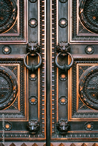 Ornate Lion head door knockers photo