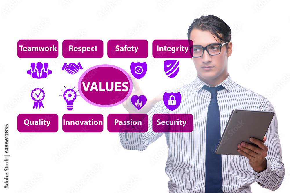 Businessman in the corporate values concept Businessman in the corporate values concept