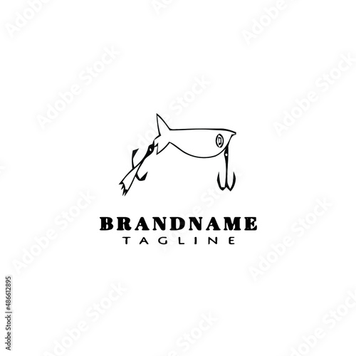 fishing lure logo cartoon design template icon black isolated vector