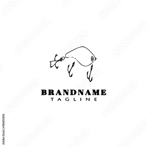 fishing lure logo cartoon design template icon black isolated vector