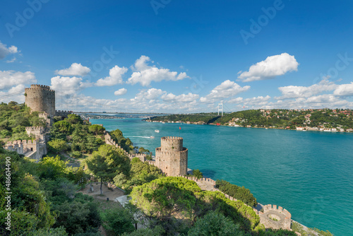 Ancient fort of Constantinople to protect the city on the Bosphorus photo