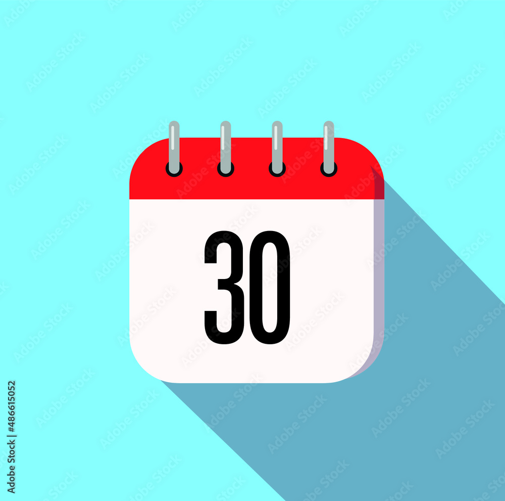 30 day calendar icon minimal modern flat design style with long shadow, vector illustration 30 day calendar icon minimal modern flat design style with long shadow, vector illustration
