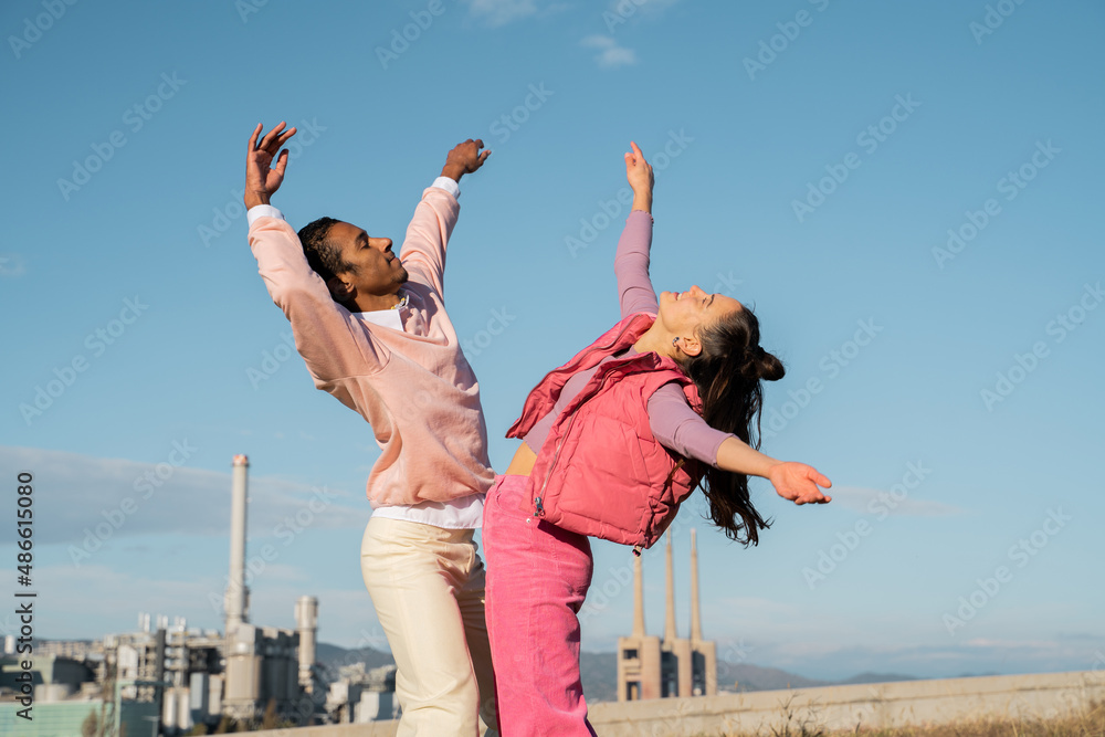 Friends dancing outdoors Friends dancing outdoors