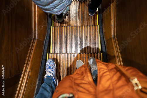 Old wooden escalator in Macy's. 
