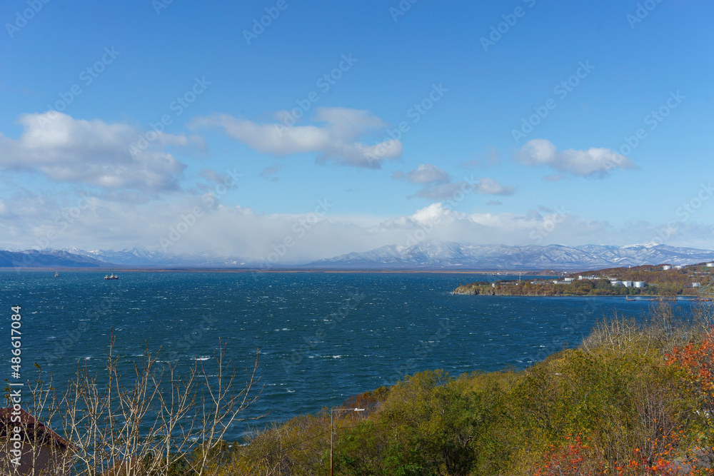 Seascape overlooking Avacha Bay. Kamchatka