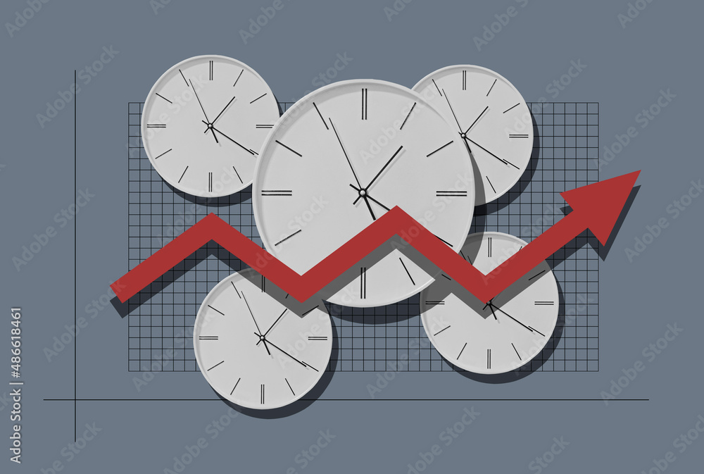 Growth Chart And Group of a Clocks Stock Photo Adobe Stock
