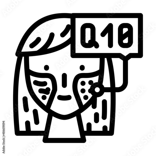 coenzyme q10 in cosmetics line icon vector. coenzyme q10 in cosmetics sign. isolated contour symbol black illustration