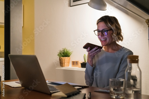 Woman sending a vocal message