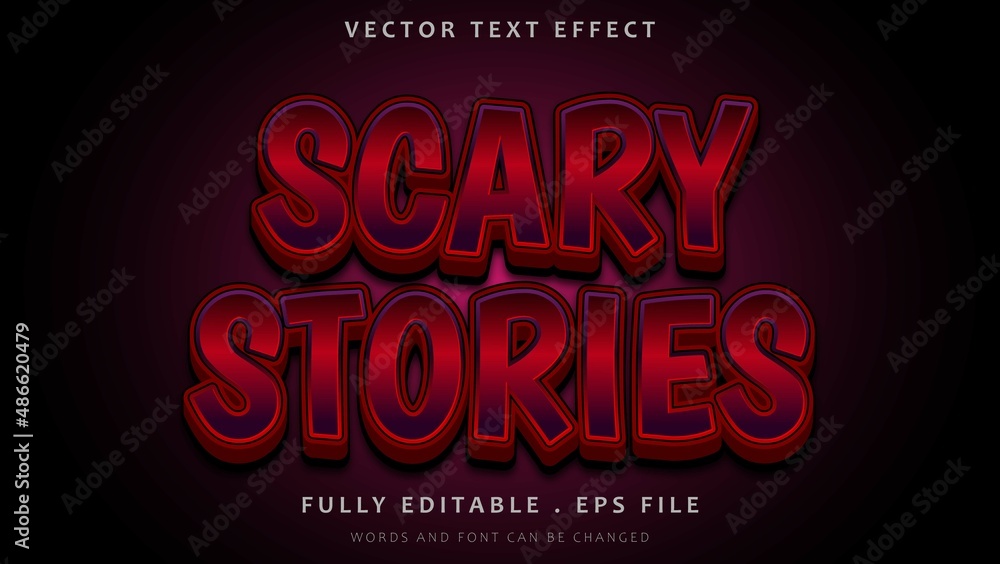 Modern 3d Gradient Purple Word Scary Stories Editable Text Effect Design Template