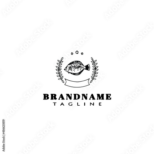 flounder fish logo flat icon design template black isolated vector illustration