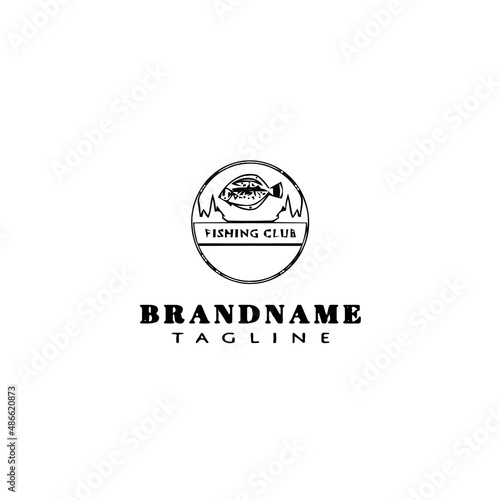 flounder fish logo flat icon design template black isolated vector illustration