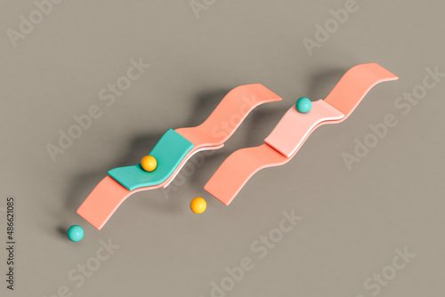 Abstract colorful 3d waves with spheres photo