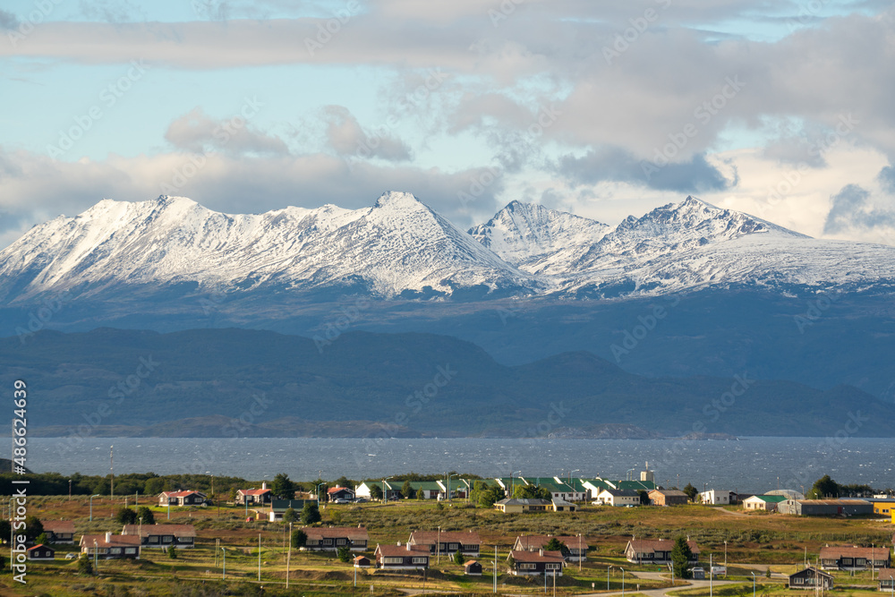 Argentina, Tierra del Fuego, view from the City of Ushuaia view of the surrounding landscape.