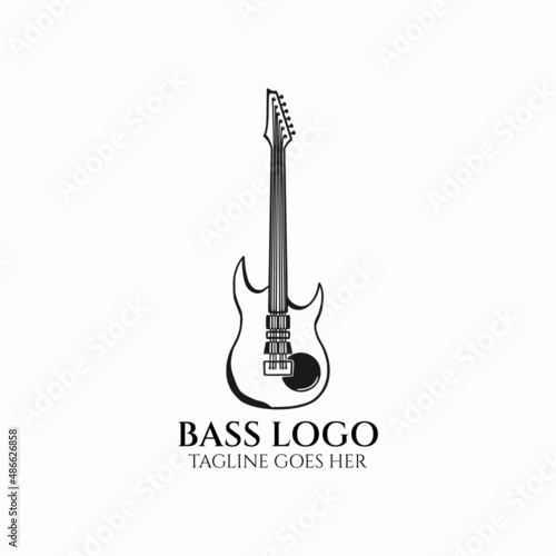bass guitar logo vector, bass icon, musical instrument illustration