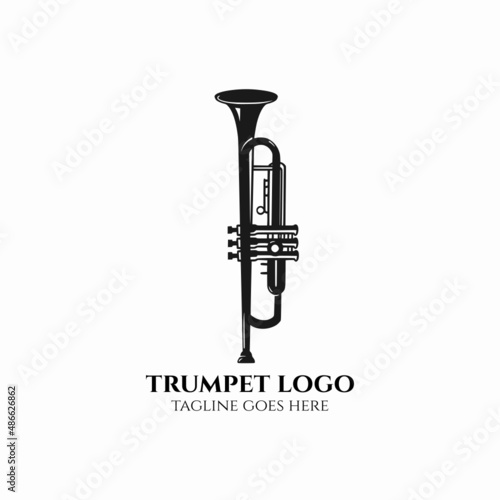 Wallpaper Mural trumpet musical instrument vector, trumpet design logo, jazz icon illustration
