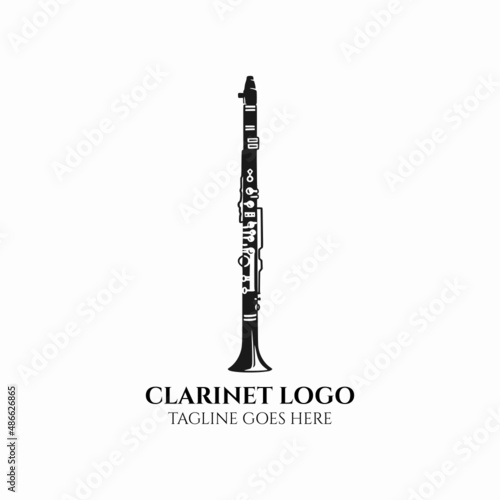Valokuvatapetti Clarinet logo vector, clarinet icon, musical instrument illustration