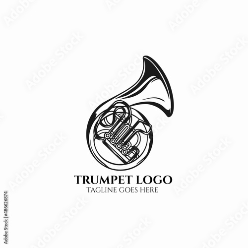 french horn logo vector, horn icon