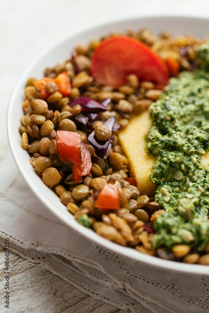 Lentils with Polenta and Pesto Lentils with Polenta and Pesto