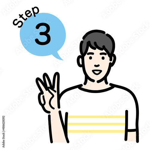 手順について説明をしている若い男性のバストアップ