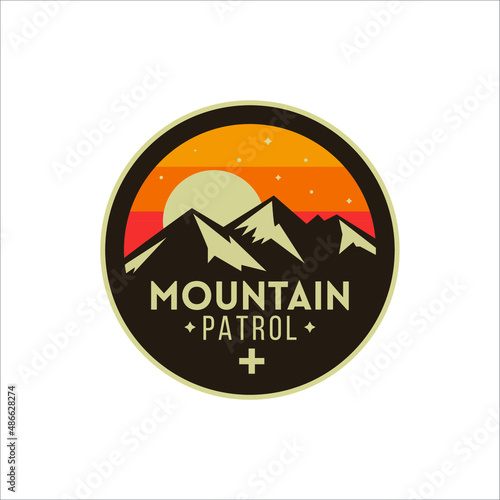 simple logo design about camping adventure in mountains and wilderness