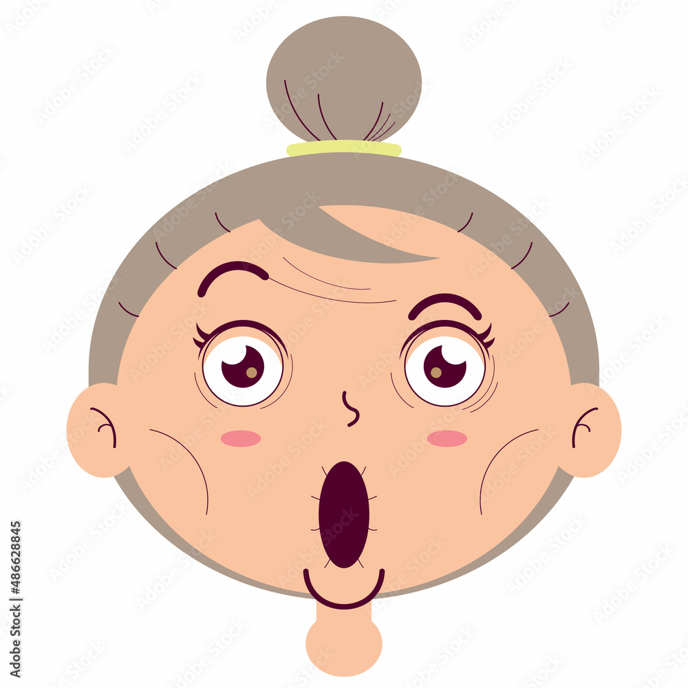 senior woman surprised face cartoon senior woman surprised face cartoon