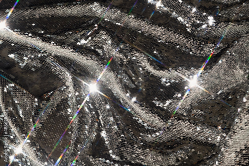 Shiny silver sequin background photo