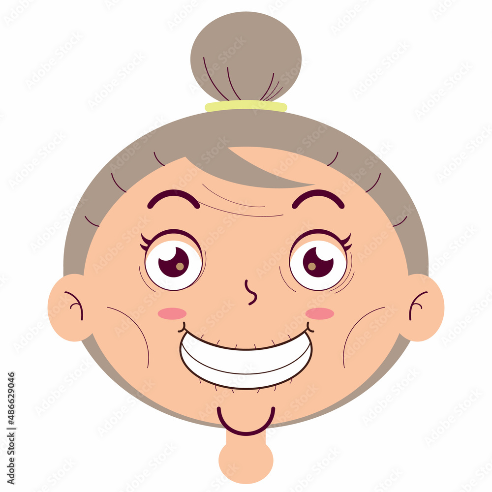 senior woman smile face cartoon