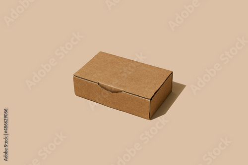 closed rectangular corrugated fiberboard box photo